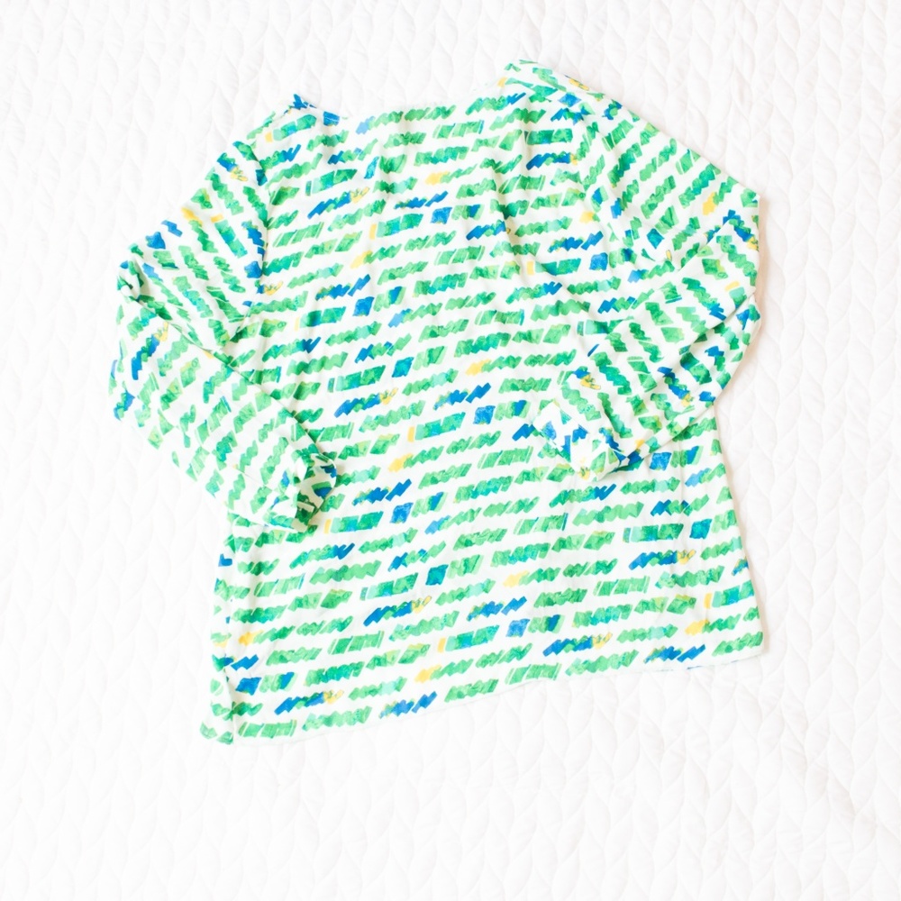 Vince Camuto | Watercolor Green Long Sleeve Blouse - Picture 1 of 5